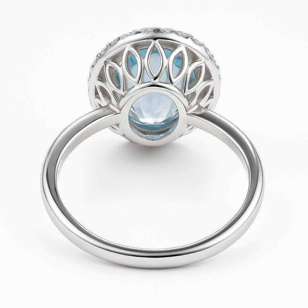 Anello con pietra acquamarina