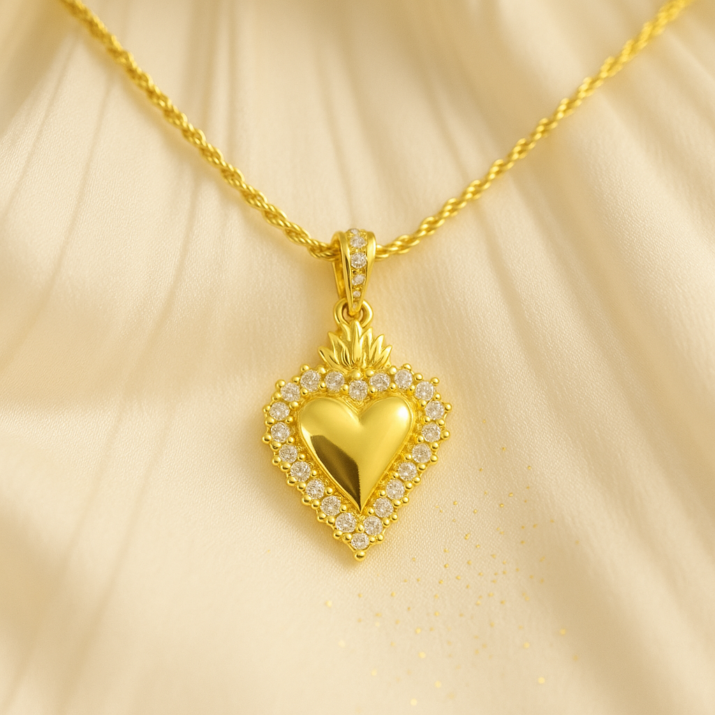 Collana Cuore Sacro dorata in Argento925